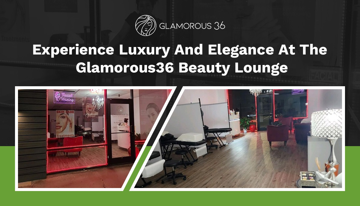 This photo shows 2 interior photos of the Glamorous36 saloon or beauty lounge in a unique black and green temeplate.